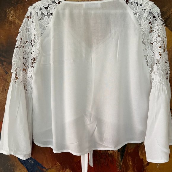 HOLLISTER Cotton Blend Inset Lace White Bohemian Top NWT - Picture 13 of 16